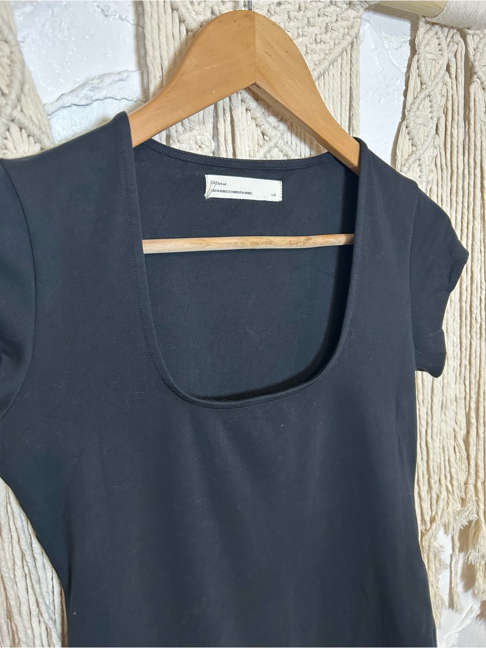 Oak + Fort Oak Refined Black Short Sleeve Bodysuit Capsule Wardrobe Minimalist - Picture 6 of 13